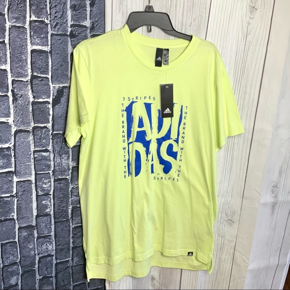 New With Tags Adidas Green Yellow T-shirt Men Lg
